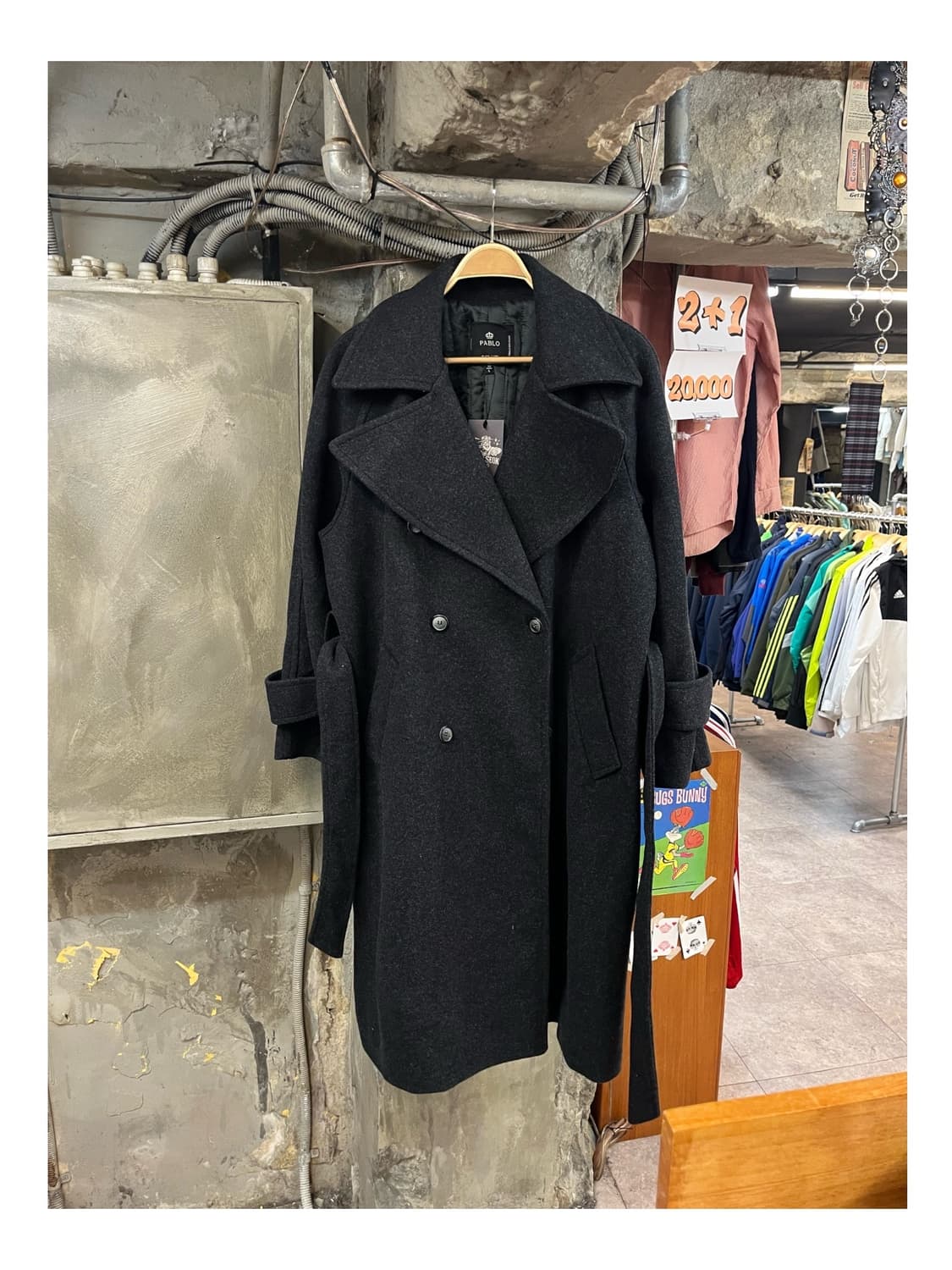 파블로 더블 롱코트 차콜 L #csz3036 상품이미지1