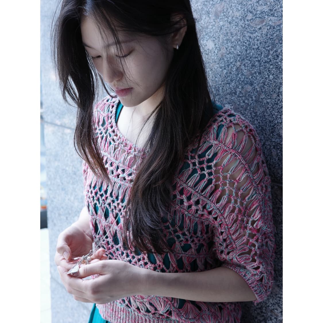 빈티지 핑크 실버 목걸이 상품이미지2