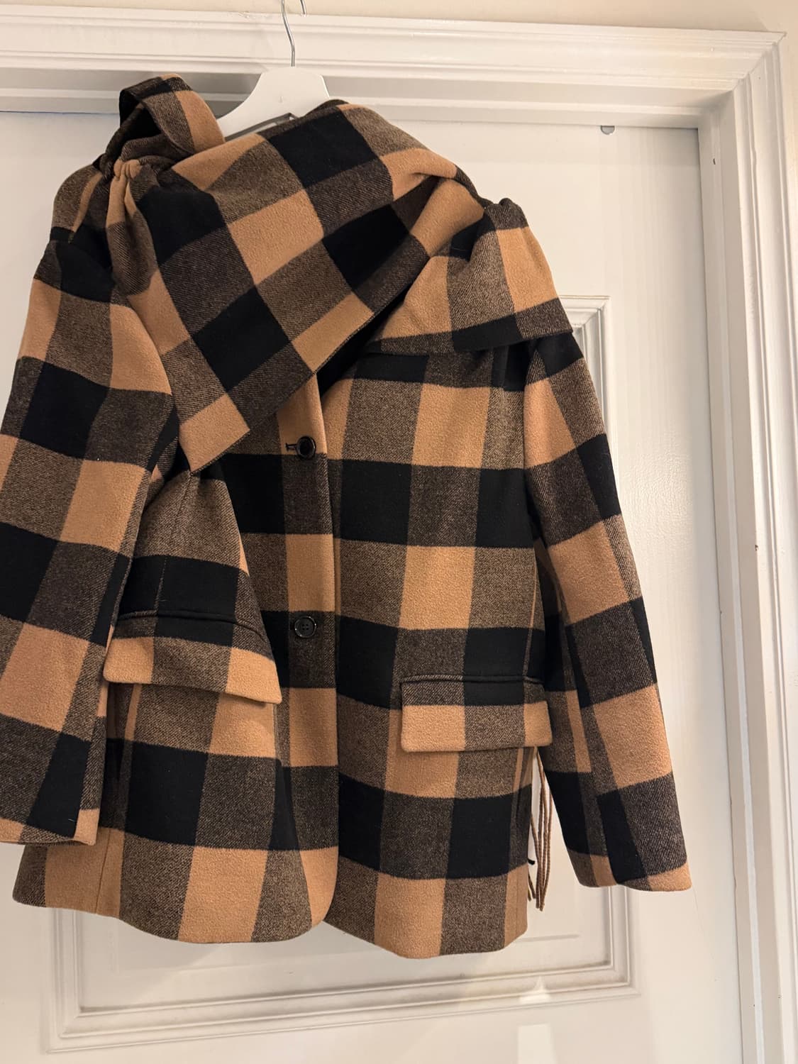 Push button 울 체크 스카프 자켓 상품이미지2