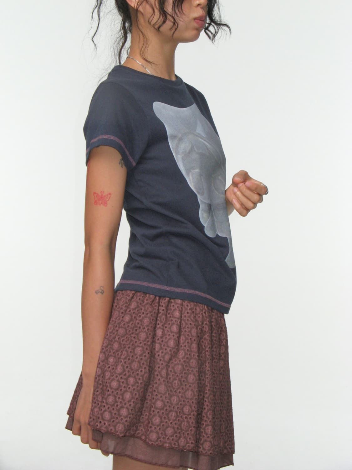 Coyseio_FLOWER PUNCHING SKIRT BURGUNDY 상품이미지2