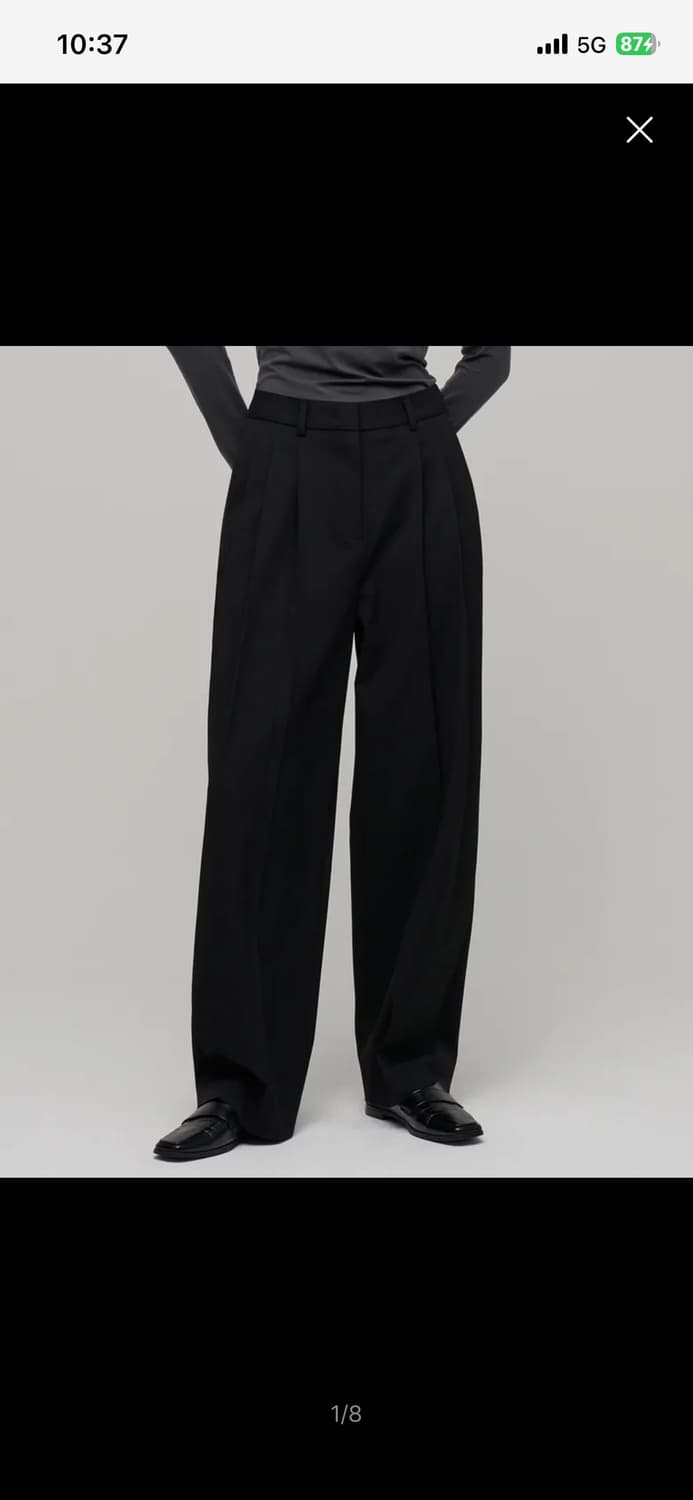 [무신사 스탠다드 우먼]우먼즈 쓰리 턱 세미 벌룬 슬랙스 [블랙] 상품이미지4