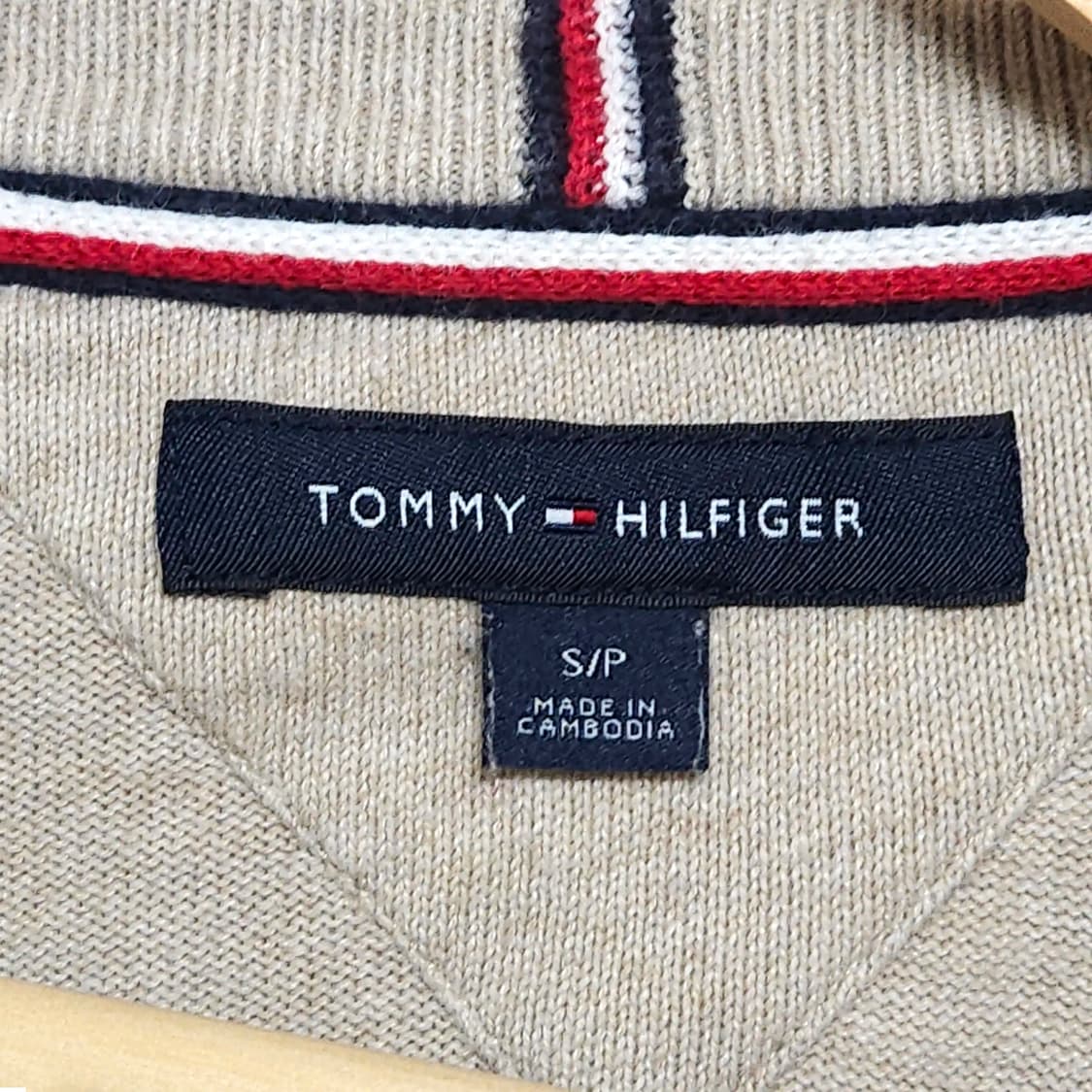 95~100)Tommy 타미 힐피거 브이넥 니트 베이지 상품이미지3