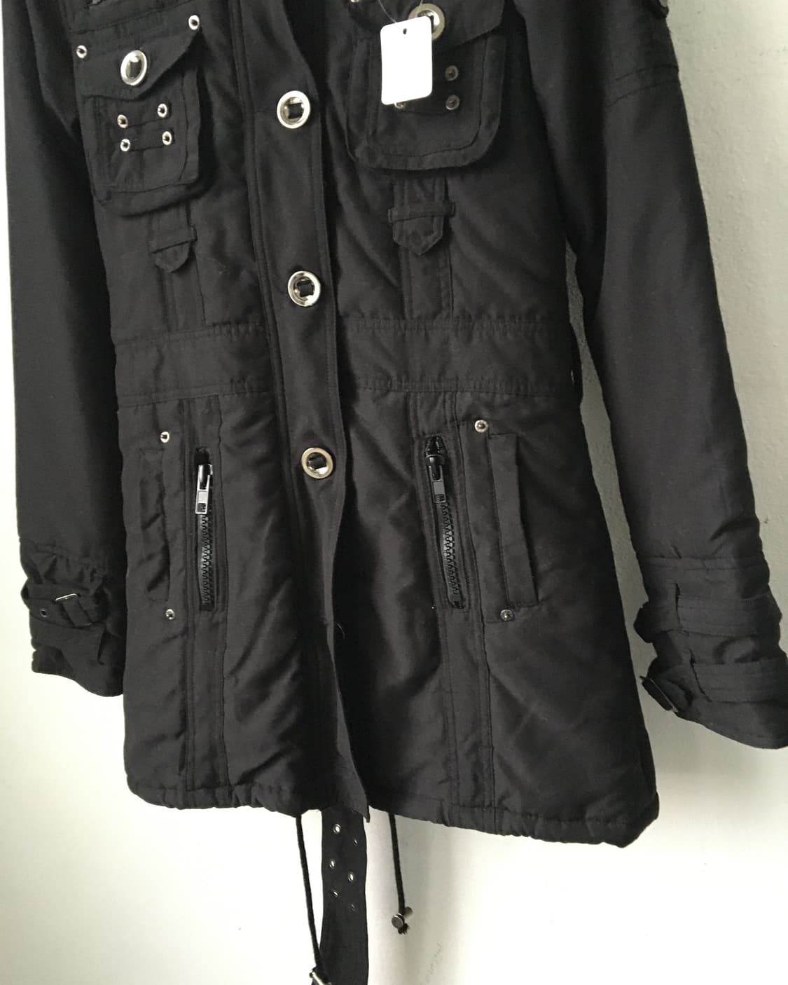 High neck padded belted jacket 상품이미지5