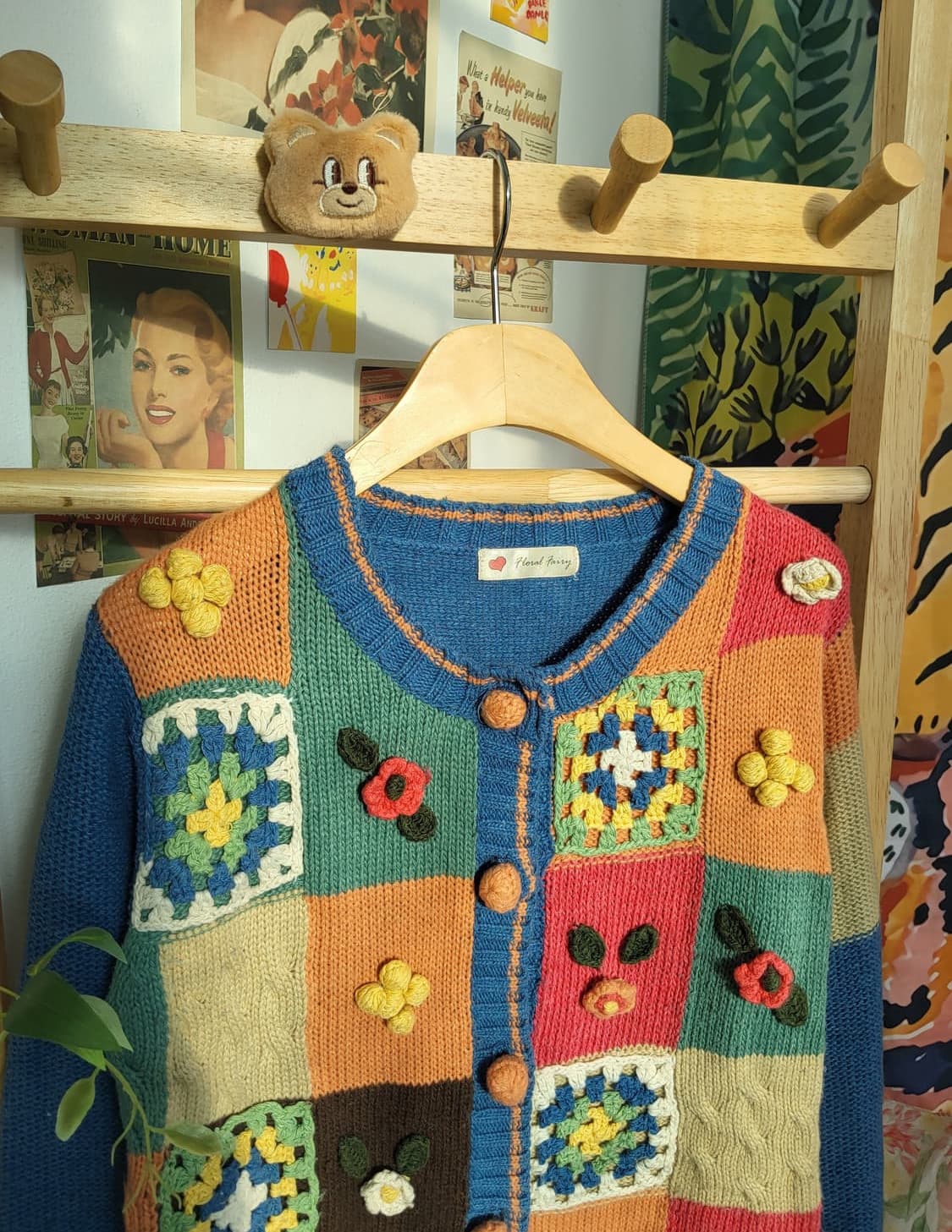 빈티지 모티브 폼폼 가디건 상품이미지2