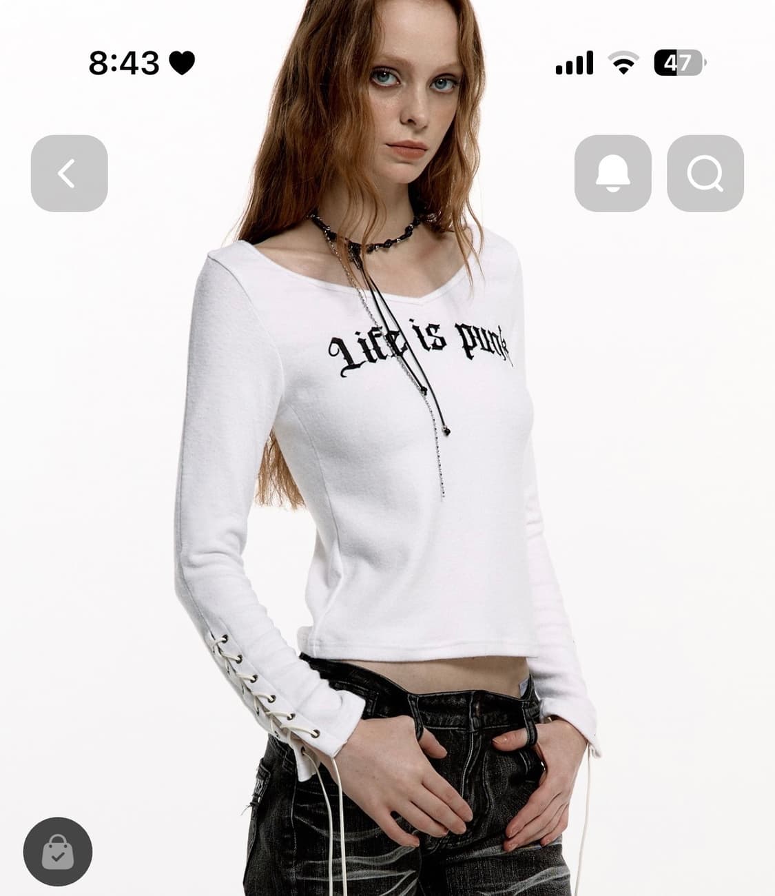 구해요) 러프넥 brushed eyelet sleeve white 구함 상품이미지1