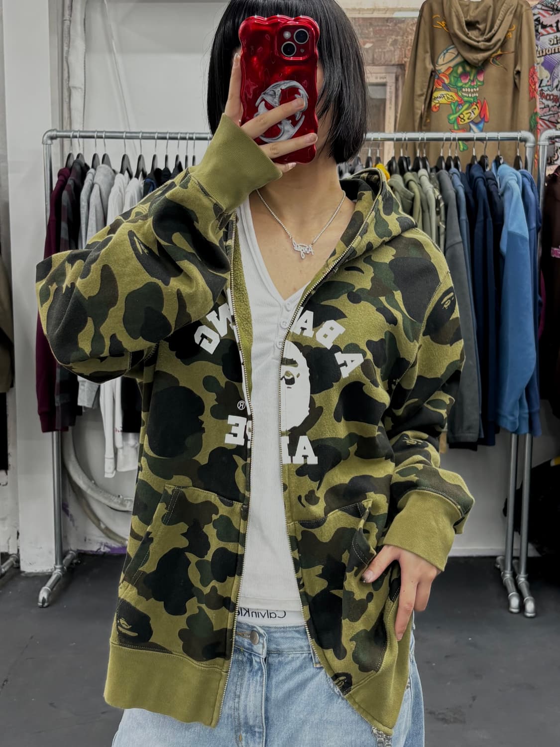 베이프 녹계 컬리지 후드집업 상품이미지3