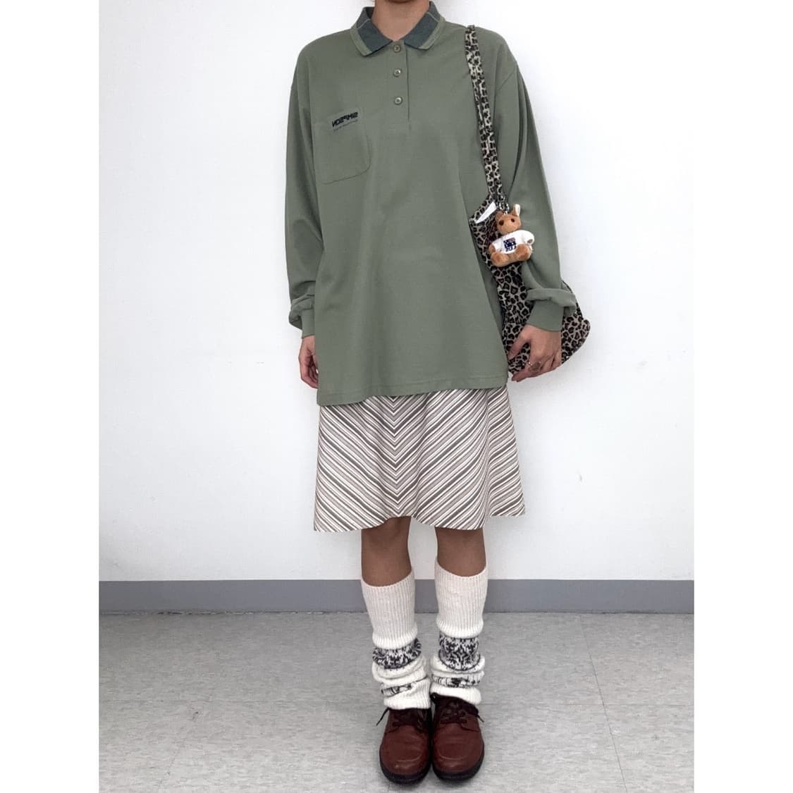빈티지 올리브 폴로셔츠 롱슬리브 상품이미지2