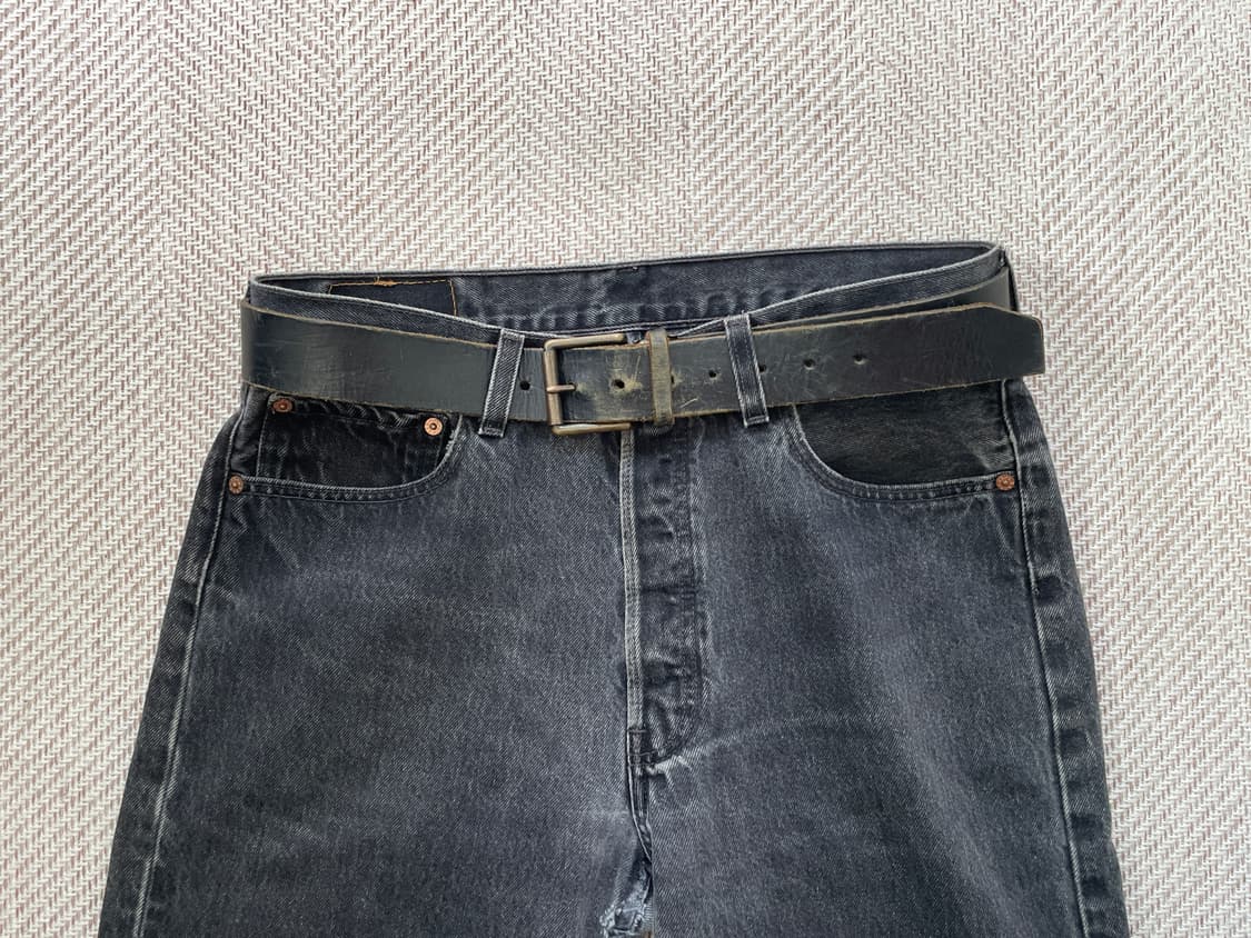 빈티지 버클 플레인 레더 벨트 상품이미지1