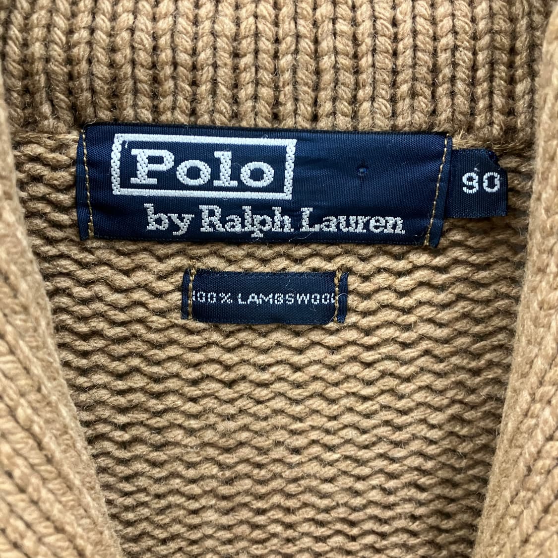 폴로 랄프로렌 브라운 램스울 숄카라 가디건 90 상품이미지3