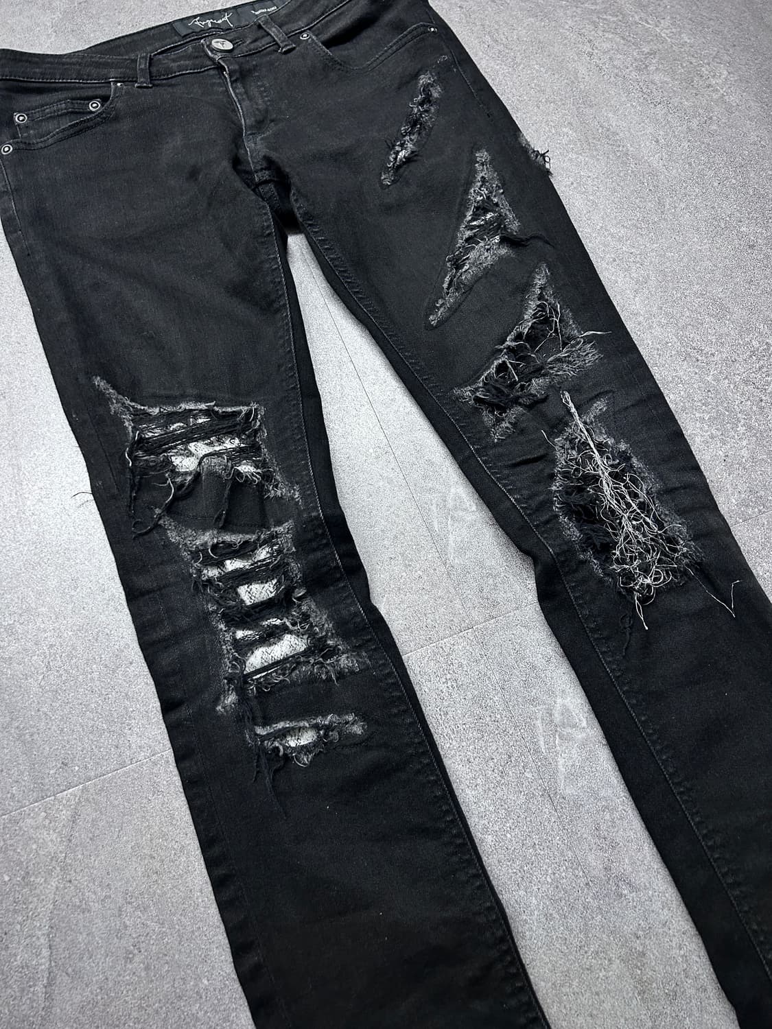 Fagassent 디스트레스드 레이어드 데님 팬츠 상품이미지3