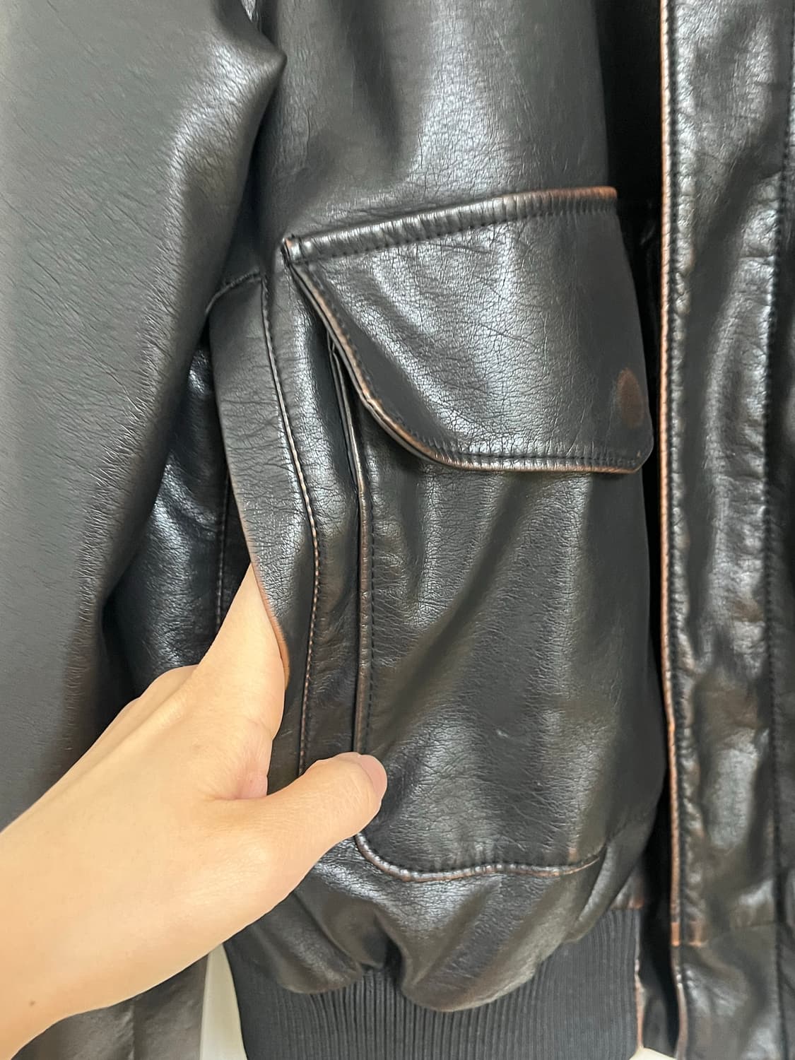 바질인보틀 레더 블루종 자켓(카라 탈부착) 상품이미지6