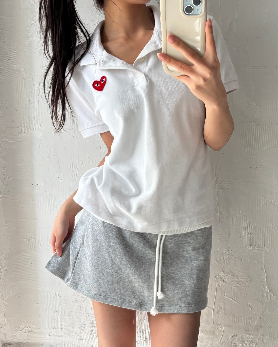 COMMEdesGARCONS꼼데가르송 레드와펜 화이트컬러 PK카라티셔츠 상품이미지1