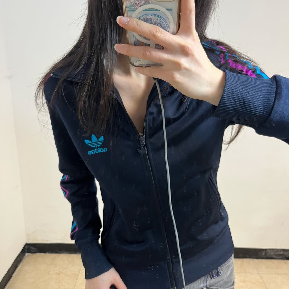 Adidas navy color mix firebird jersey 상품이미지2