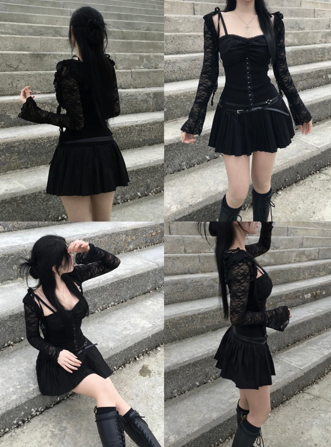 XERIF 스판 코르셋 플리츠 원피스+벨트+볼레로 상품이미지1