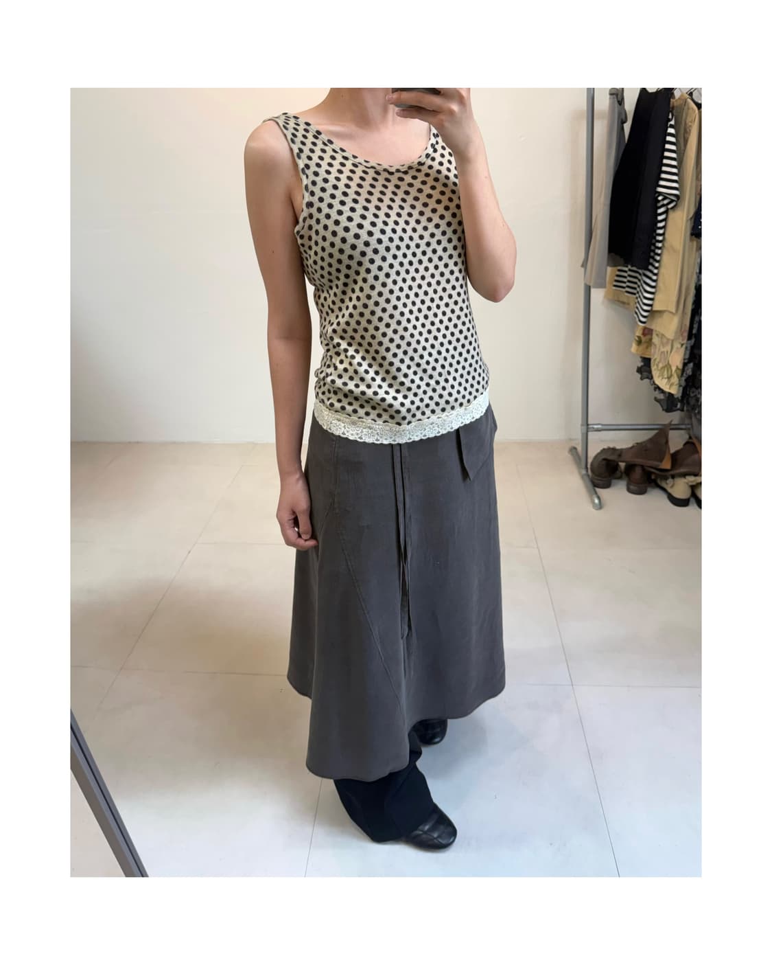 빈티지 도트 슬리브리스 상품이미지3