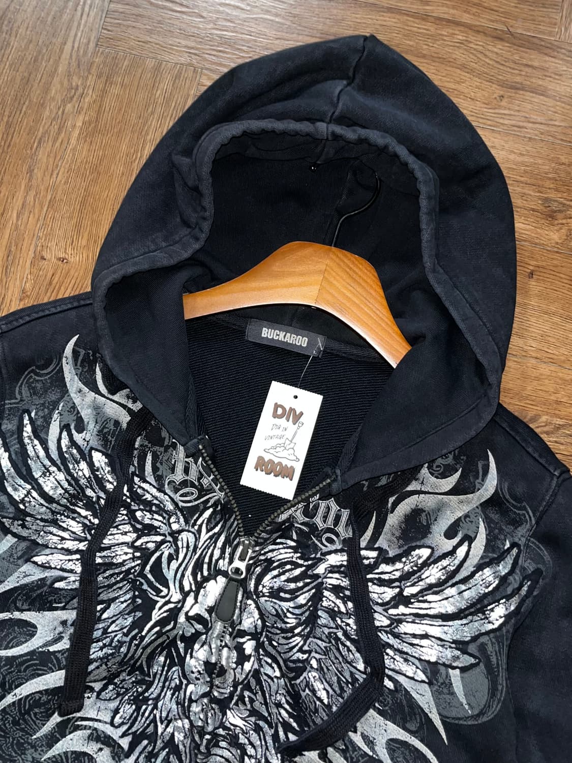 버커루 빈티지 프린팅 후드집업 상품이미지5