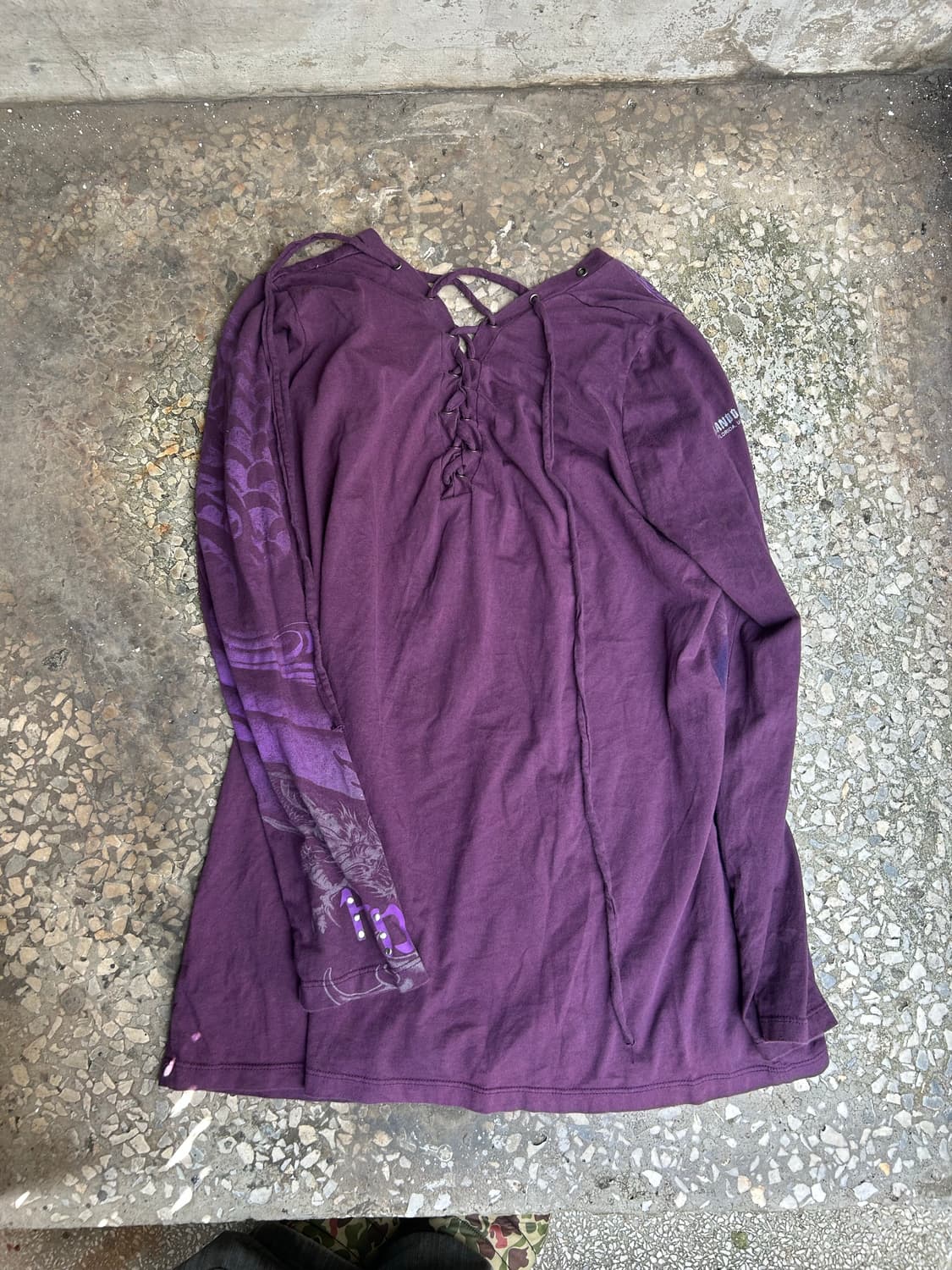 *rare* 할리데이비슨 레이스업 아일렛 드래곤 프린팅 롱슬리브  상품이미지3