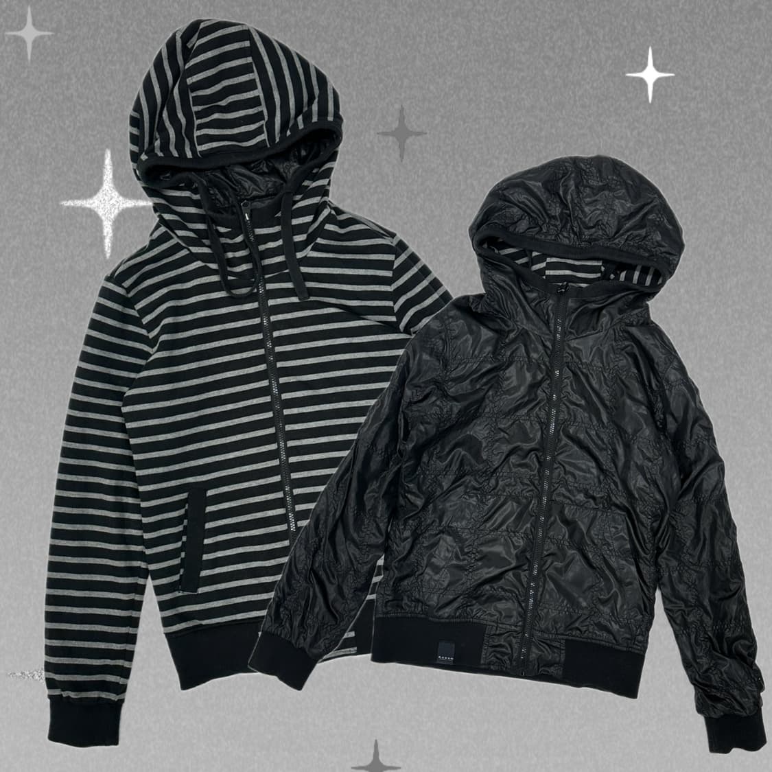 ANDEW리버시블 펑크 그런지 후드집업 바람막이 아우터 핀터깔  상품이미지1