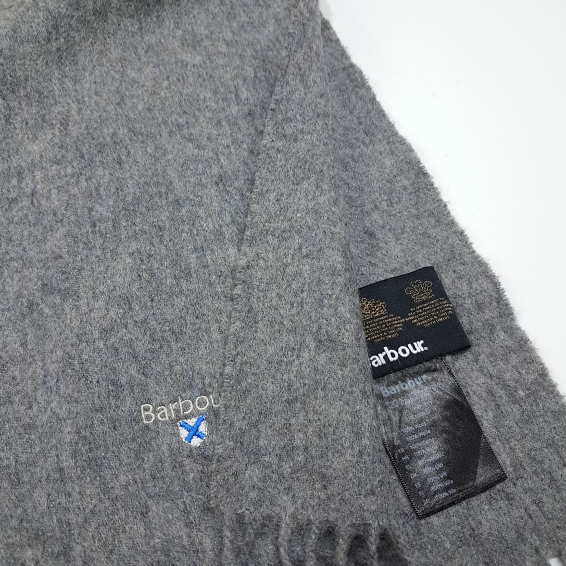 MX539 바버 울 로고자수 멜란지그레이 머플러 목도리 상품이미지6