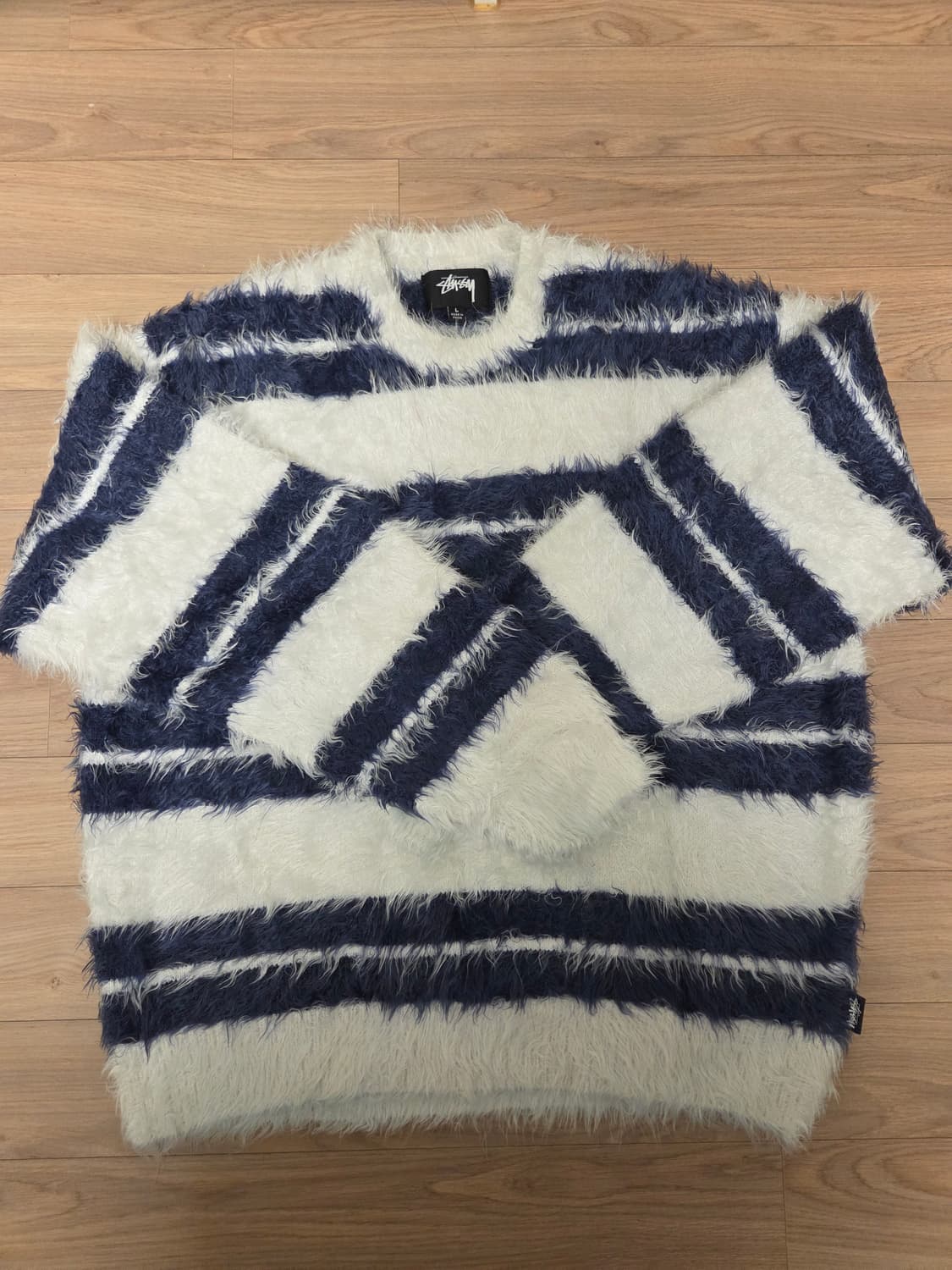 스투시 헤어리 스트라이프 크루 니트 L 상품이미지1