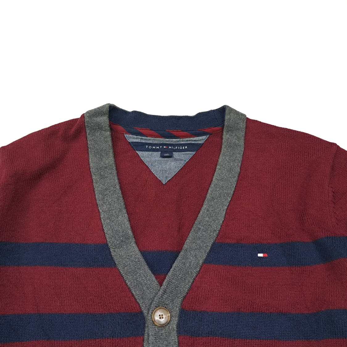 CL115 L 타미힐피거 버건디 & 네이비 스트라이프 코튼 혼방 프레피 상품이미지2