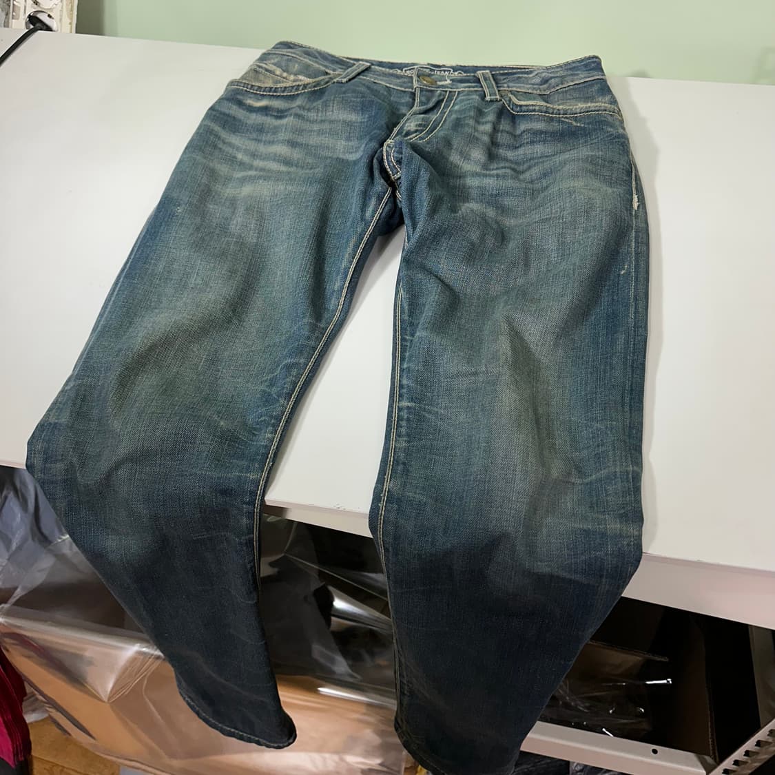 우먼M-L 로빈슨진 슬림 스키니핏 성조기패치 녹워싱 데님팬츠 상품이미지5