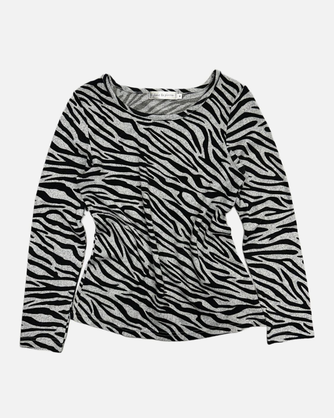 zebra pattern knit t-shirt 상품이미지1