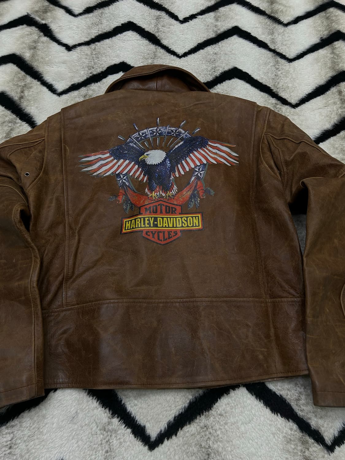 [실측M]할리데이비슨 숏 소가죽 라이더 자켓/브라운 상품이미지2