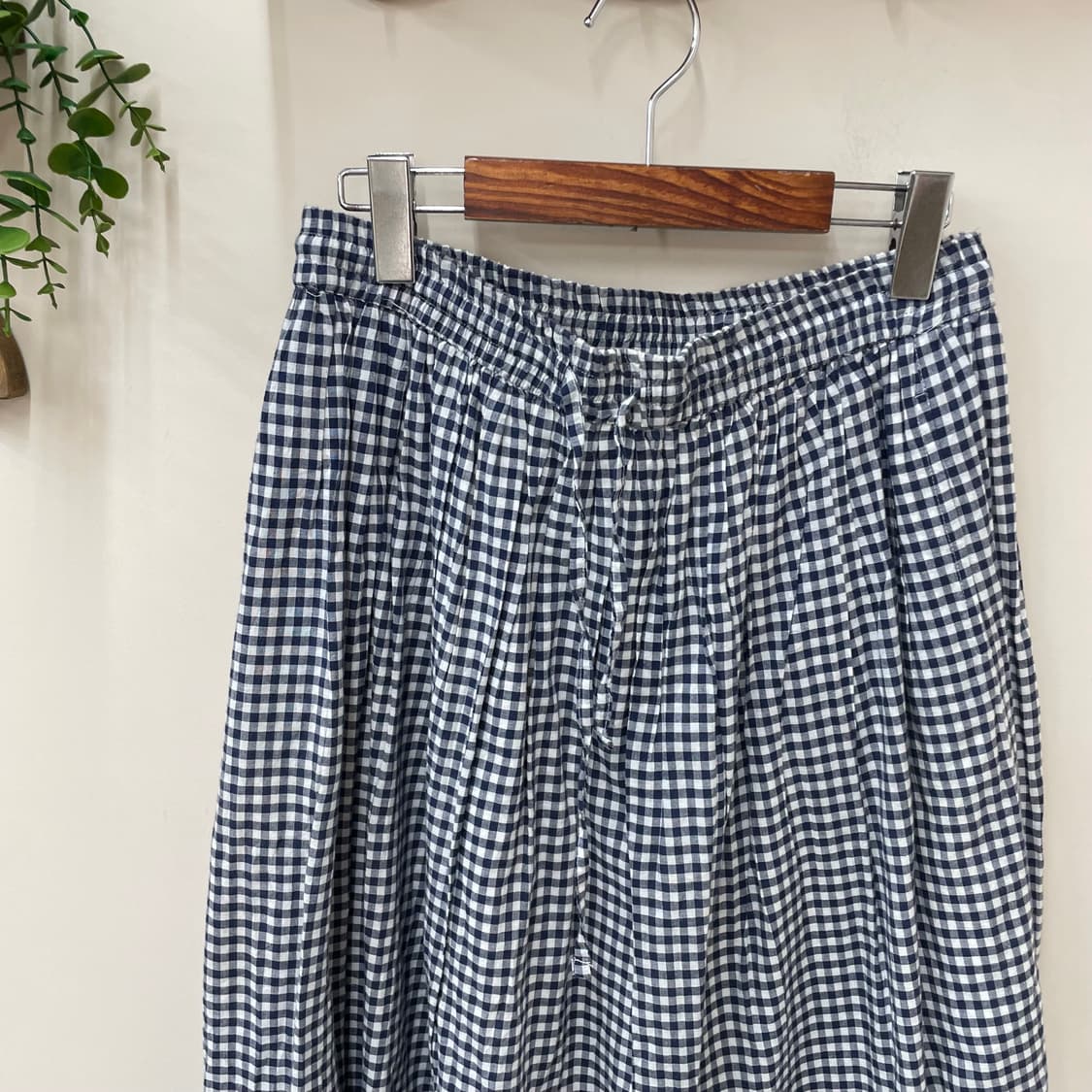 블루 잔체크 코튼 롱 스커트 상품이미지2