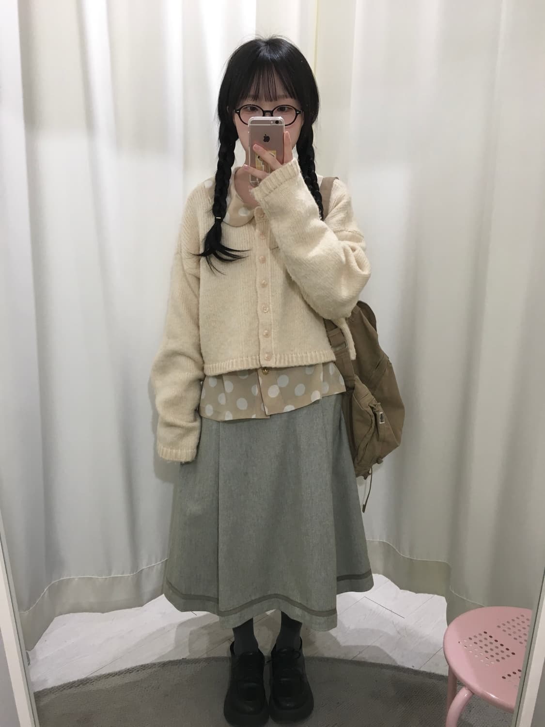 둥카라 도트 블라우스 + 버터 가디건 상품이미지2