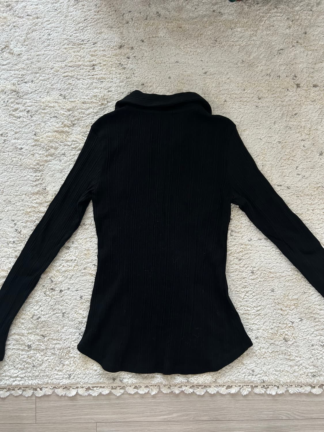 세릭 HOOK BUTTON SHIRT 후크 가디건 셔츠 블랙 상품이미지4