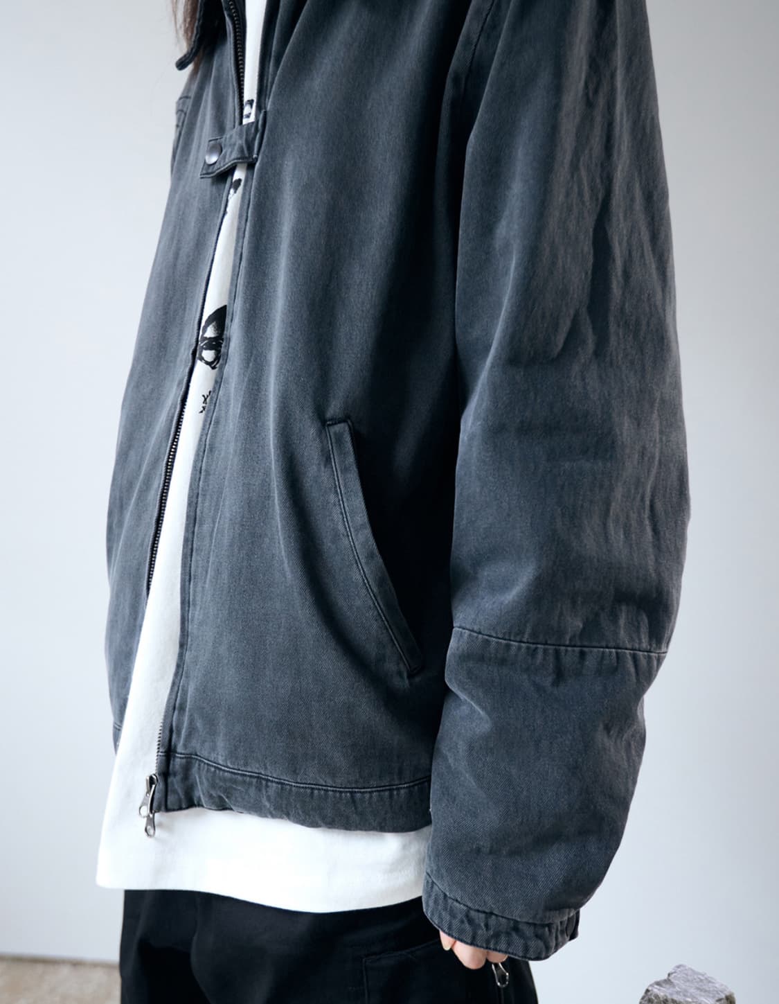 해칭룸 데님 워크 자켓 다이드 블루 그레이 3사이즈 상품이미지7