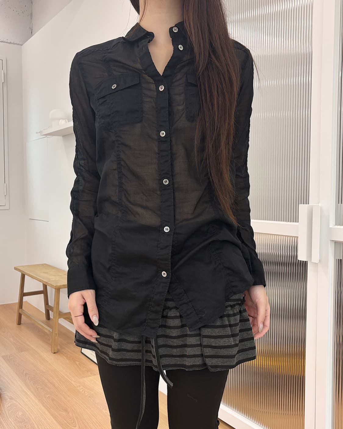 osaka see through shirring shirts 상품이미지1