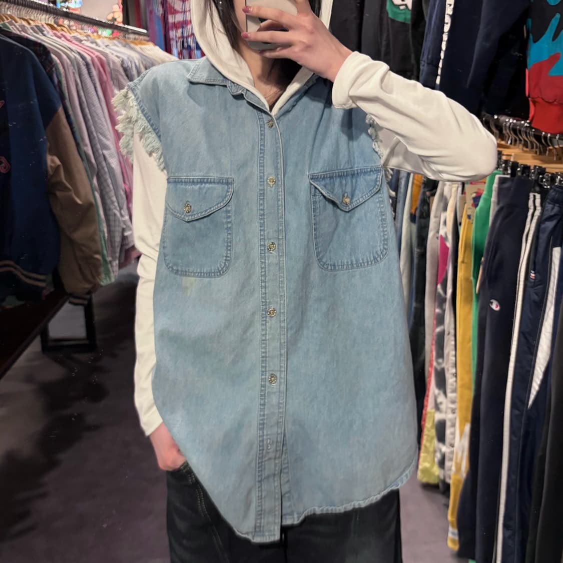  [IM] vtg 이글 프린팅 데님 베스트 상품이미지1