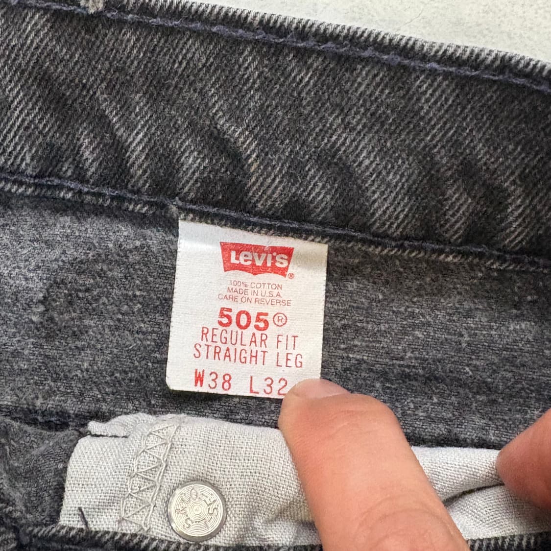 90s USA🇺🇸 리바이스 505 오렌지 탭 블랙 흑청 상품이미지4