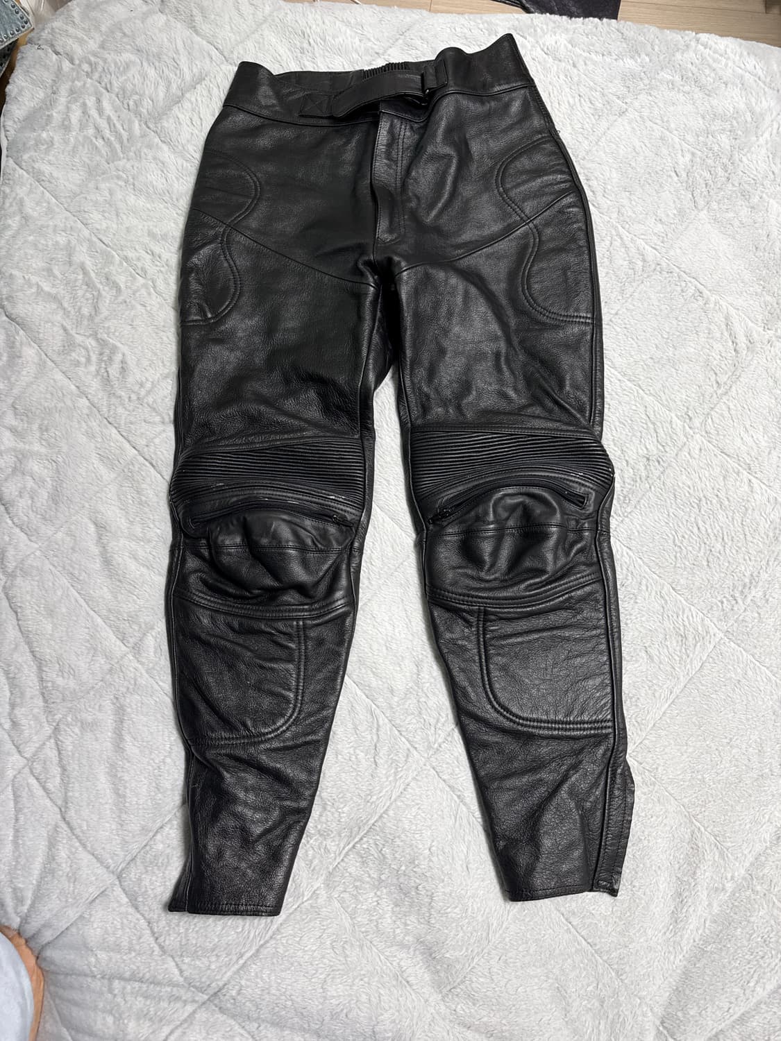 카티 스타일 무릎패널 모토 바이커 카우레더팬츠 상품이미지2