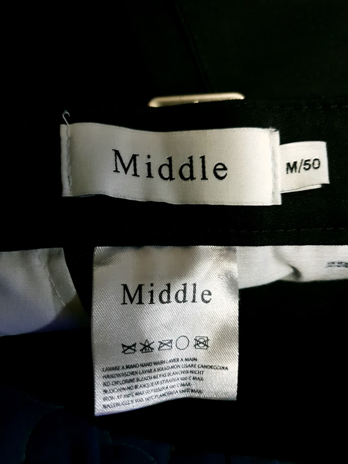 MIDDLE 투턱 사이드벨트 와이드 슬랙스 블랙 (M) 상품이미지3