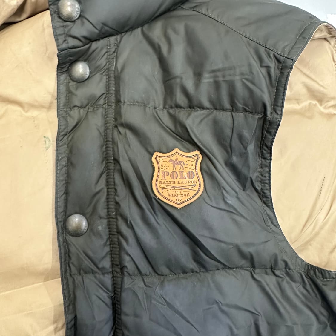 00’s 폴로랄프로렌 레더 패치 다운 패딩 베스트 상품이미지3