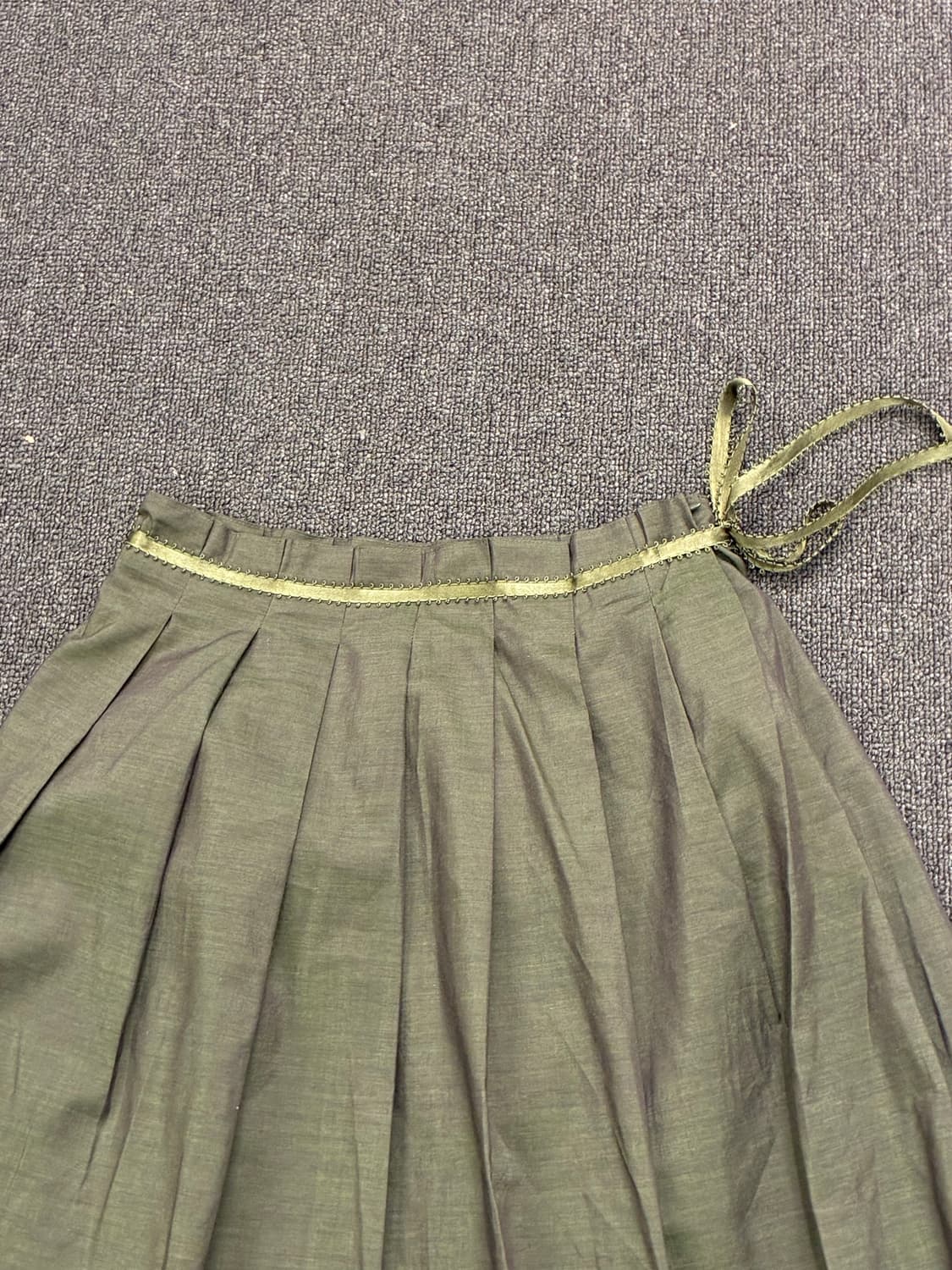 S)Japanese vintage 여성 리본 디테일 플리츠 미디 스커트 상품이미지4