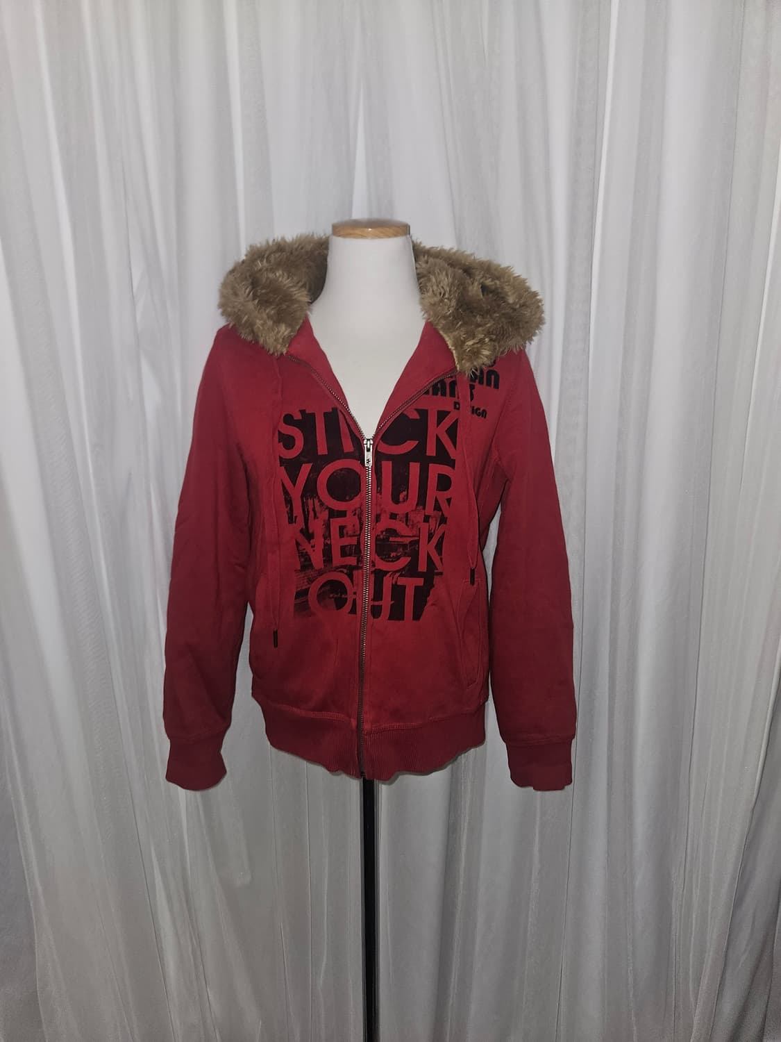 design united y2k 2000s 그런지 빈티지 퍼 트리밍 집업 상품이미지2