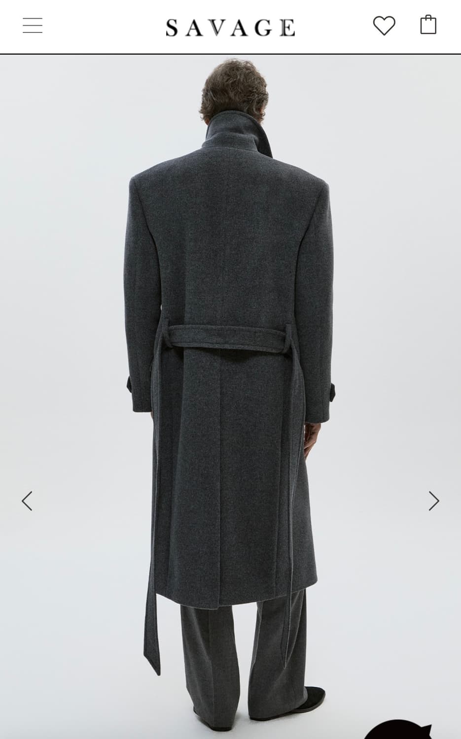 세비지 그레이 벨트 코트 L 상품이미지3