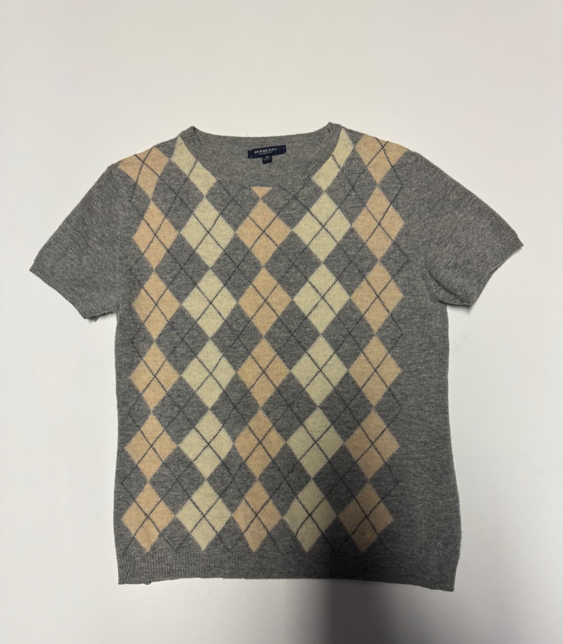여성 버버리 런던 귀여운 아가일 반팔 니트 S ~ M 상품이미지1