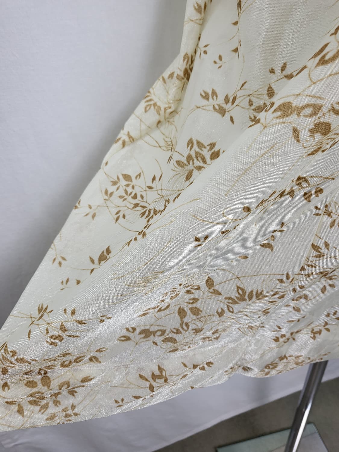 빈티지 아이보리 실키 리프패턴 슬립 원피스 상품이미지4