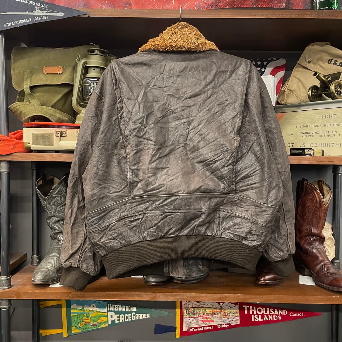 빈티지 미 해군 G-1 리얼 레더 항공 봄버 자켓 상품이미지2