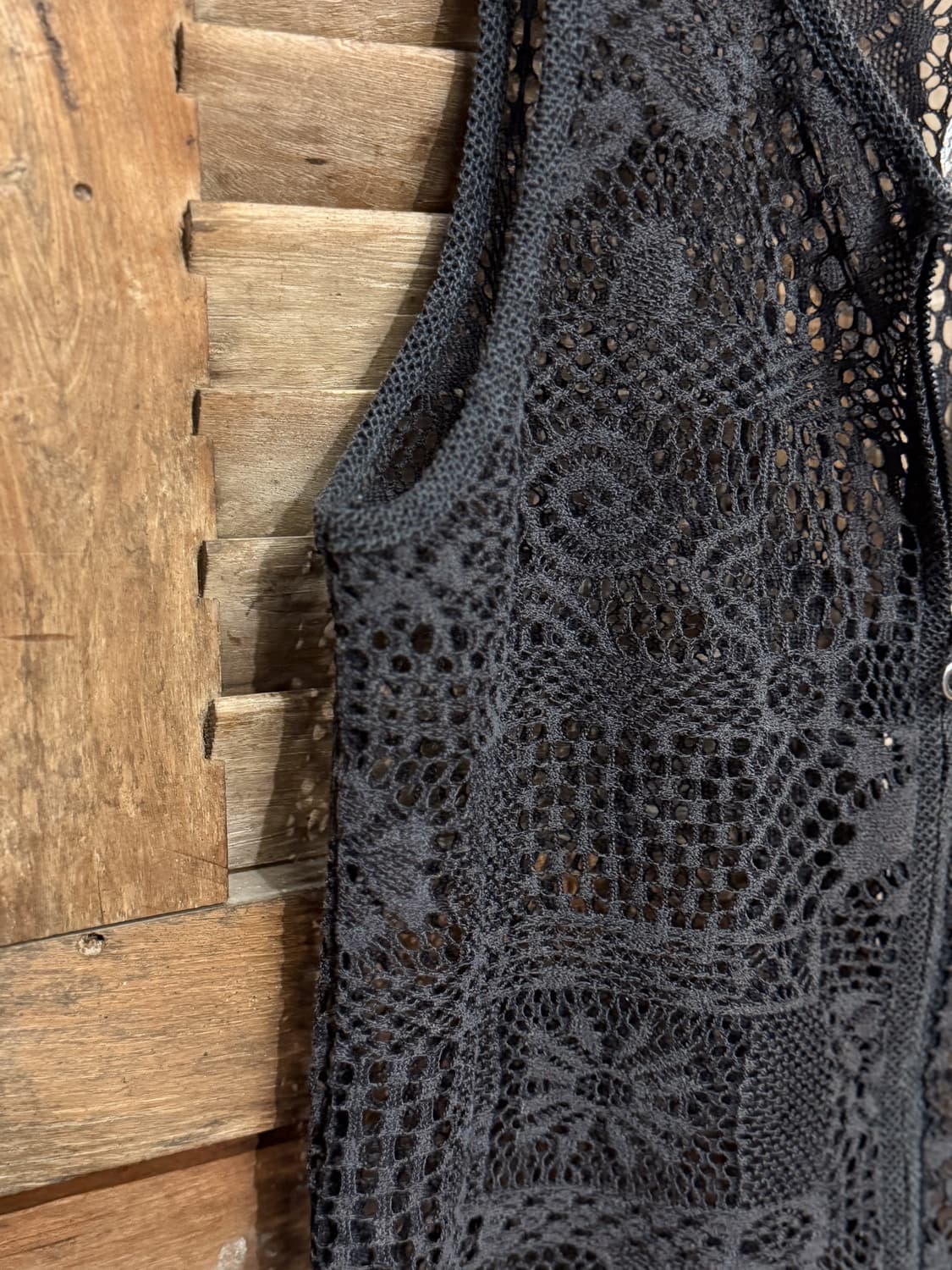 Charcoal Crochet Zip-Up Vest 0072 상품이미지5