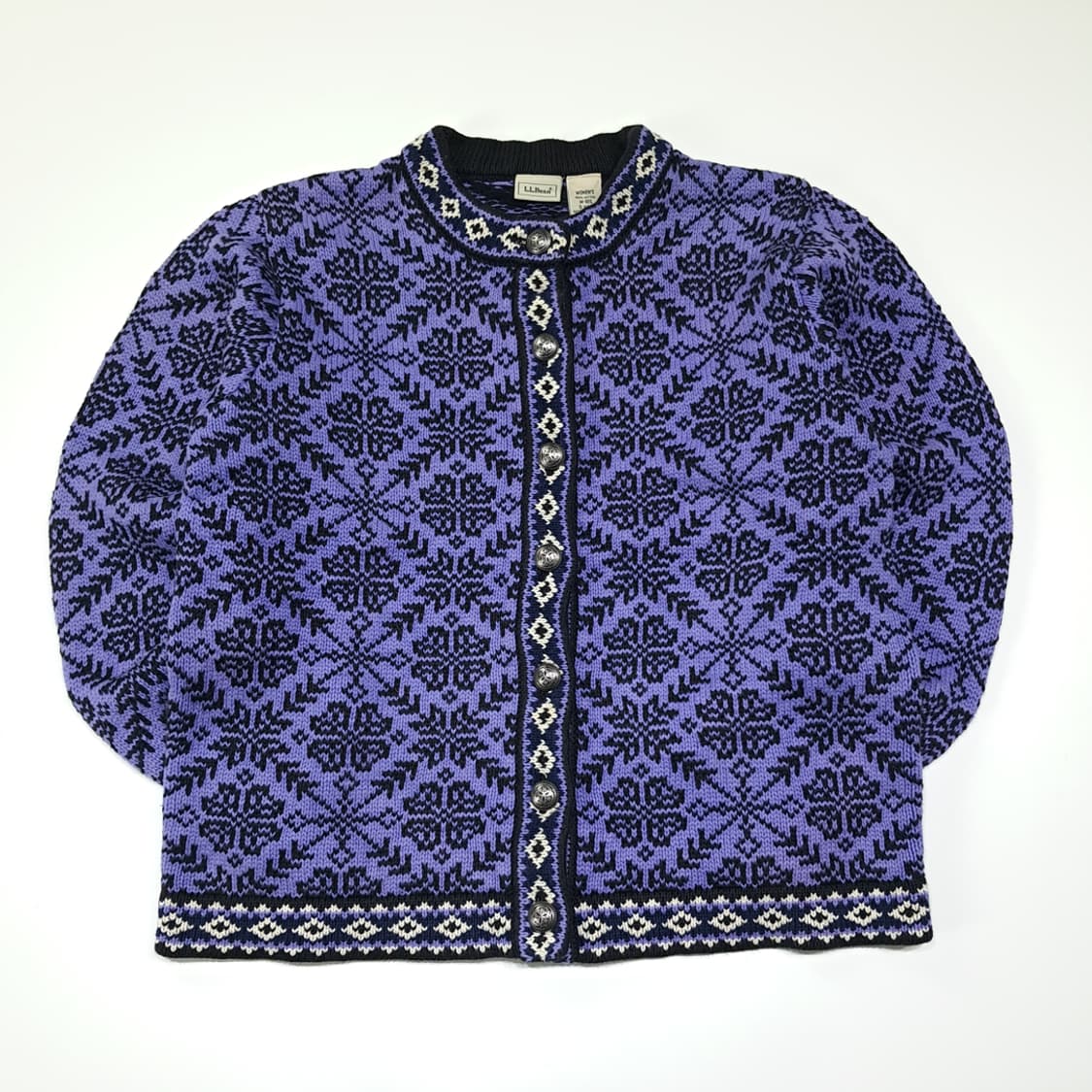 CL148 엘엘빈 코튼 80s노르딕 퍼플 가디건 상품이미지1