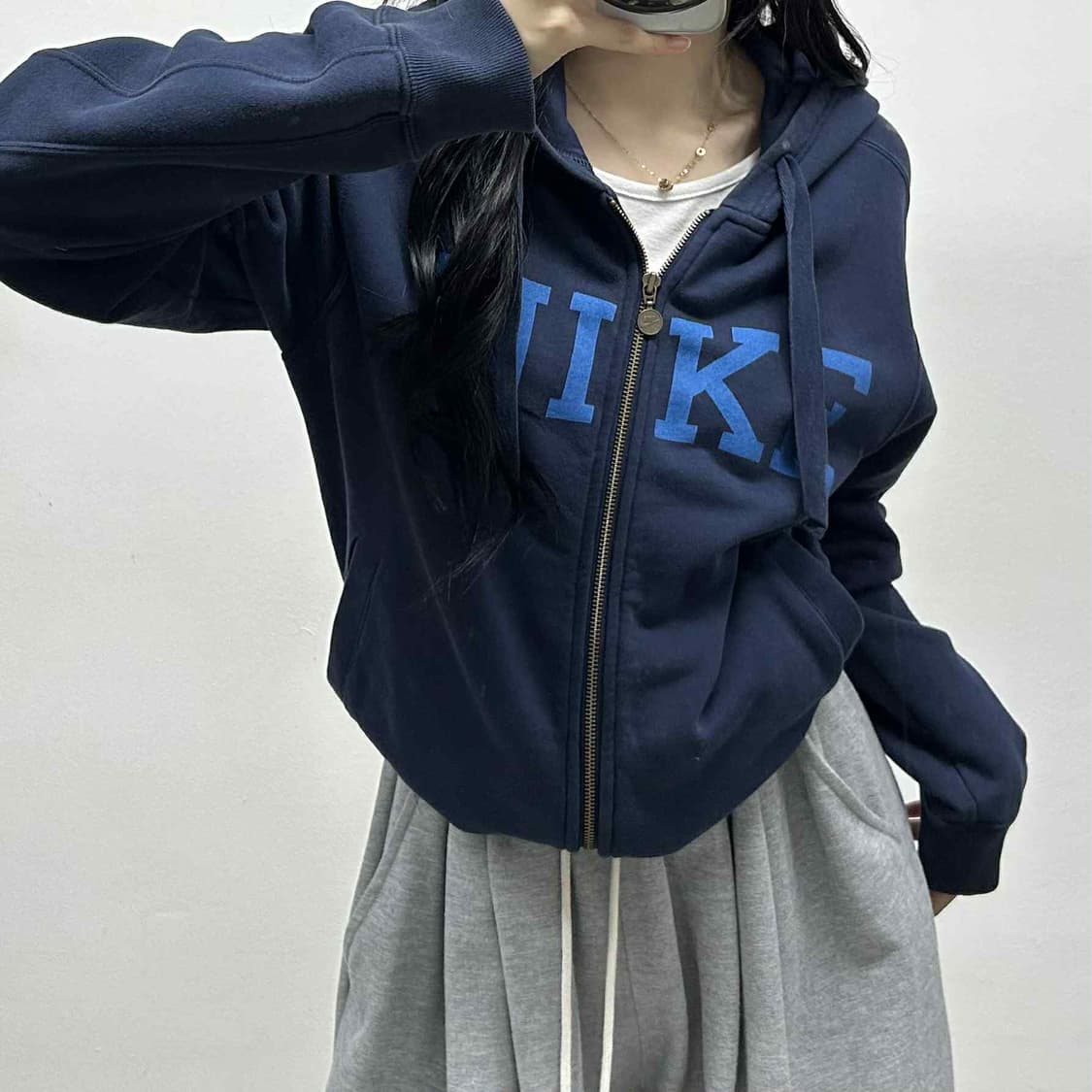 나이키 00s 아치로고 네이비 스웻 후드집업 희귀져지(L) 상품이미지1