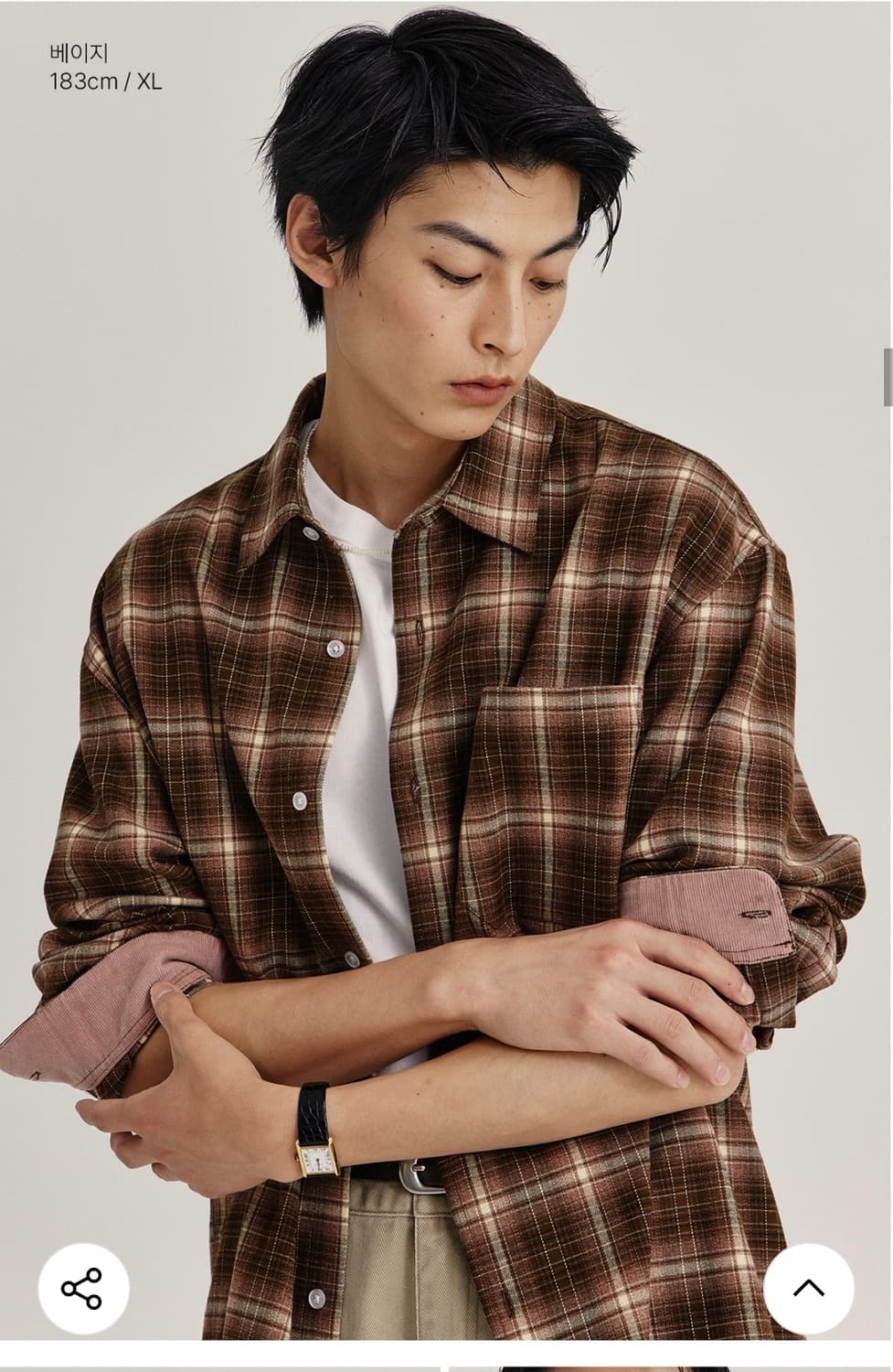 키뮤어_플란넬 체크 셔츠_베이지M 상품이미지1