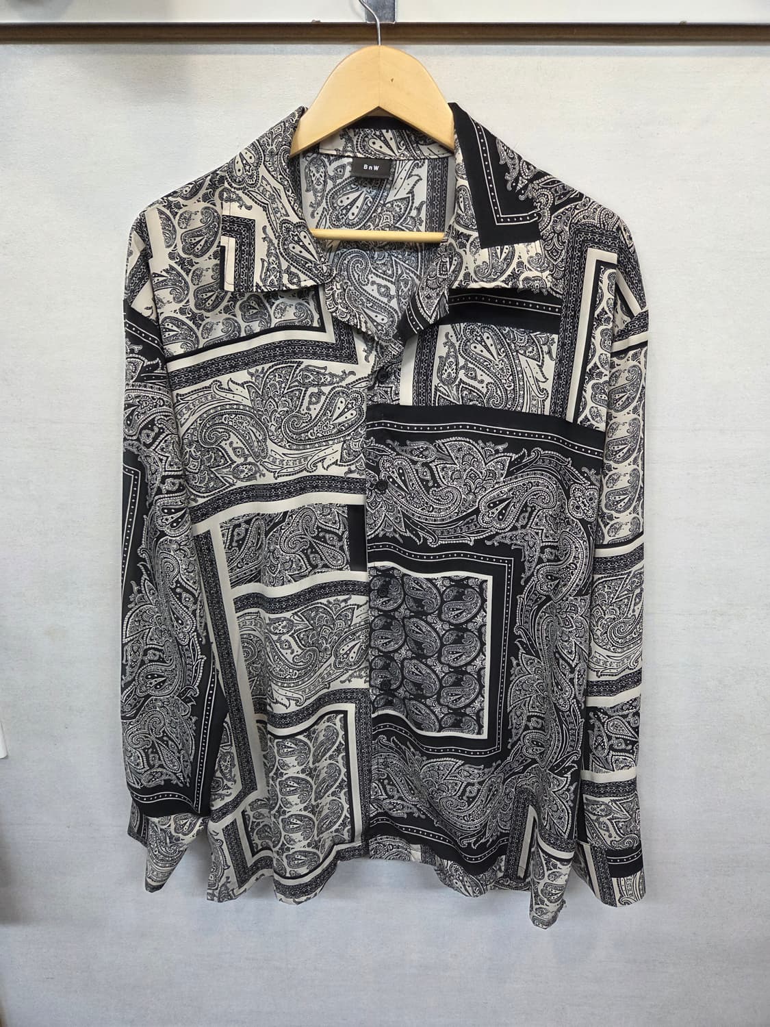 빈티지 bnw 페이즐리 반다나 실크 셔츠긴팔 대략 xl xxl 상품이미지1