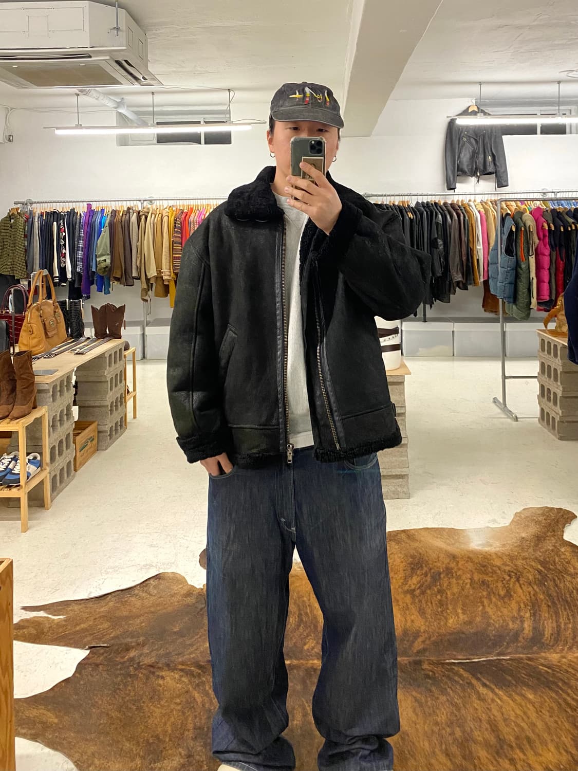 80~90's VTG b-3 shearling jacket 레더 무스탕 상품이미지10